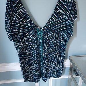Tart Black and Blue Geometric Blouse